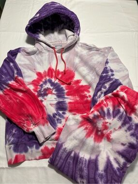 TNA Tie-Dye Sweatpants & Hoodie - Purple, Pink, White